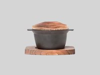 Кастрюля с крышкой чугун д.11,8см на деревянной подставке C&T HEH501W_thumbnail